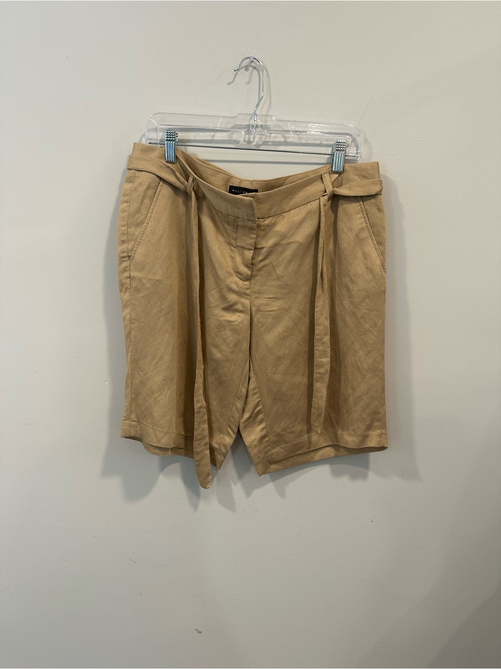 Willi Smith Beige High-Rise Tie-Waist Bermuda Shorts